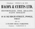 Advert For Bacon & Curtis Ltd,Ironmongers Poole & Parkstone.