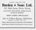  Advert for Burden & Sons Ltd, Grocers, Poole & Parkstone.