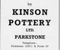 Advert for Kinson Pottery Ltd.