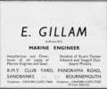 Advert for E. Gillam, Marine Engineer.