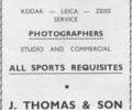 Advert for J.Thomas & Son Photogaphy.